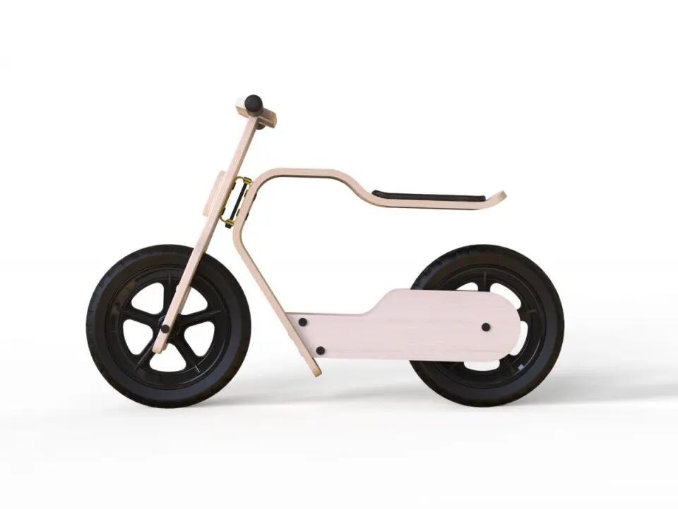Bicicleta din lemn natural fara pedale RideMe MamaToyz 4/5