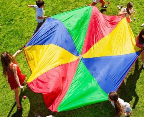 Parachute récréatif 7 m - 24 poignées, 16 bandes colorées 3/4