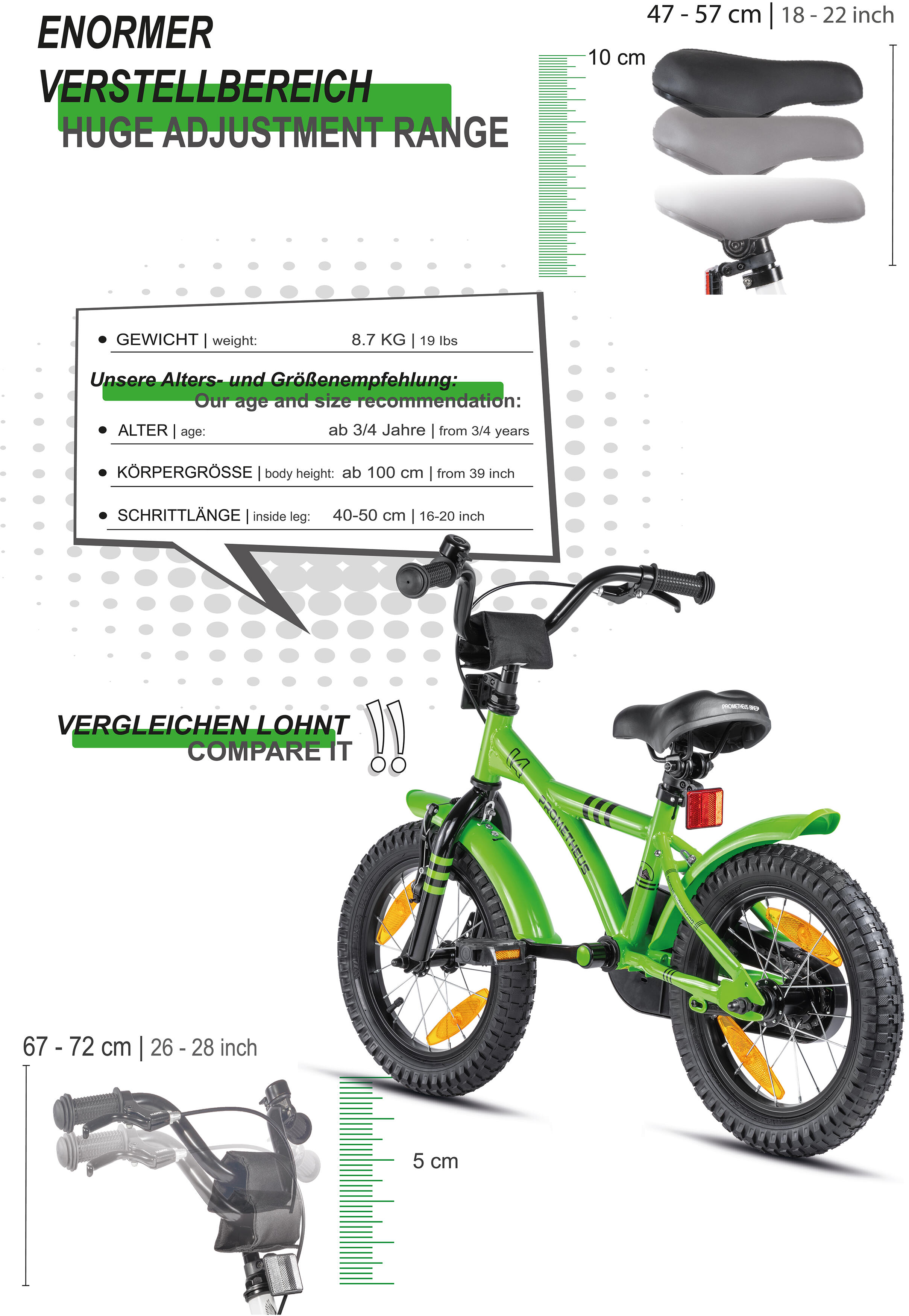 Bicicletta per bambini 14" dai 4 anni con rotelle e freno a contropedale 7/8