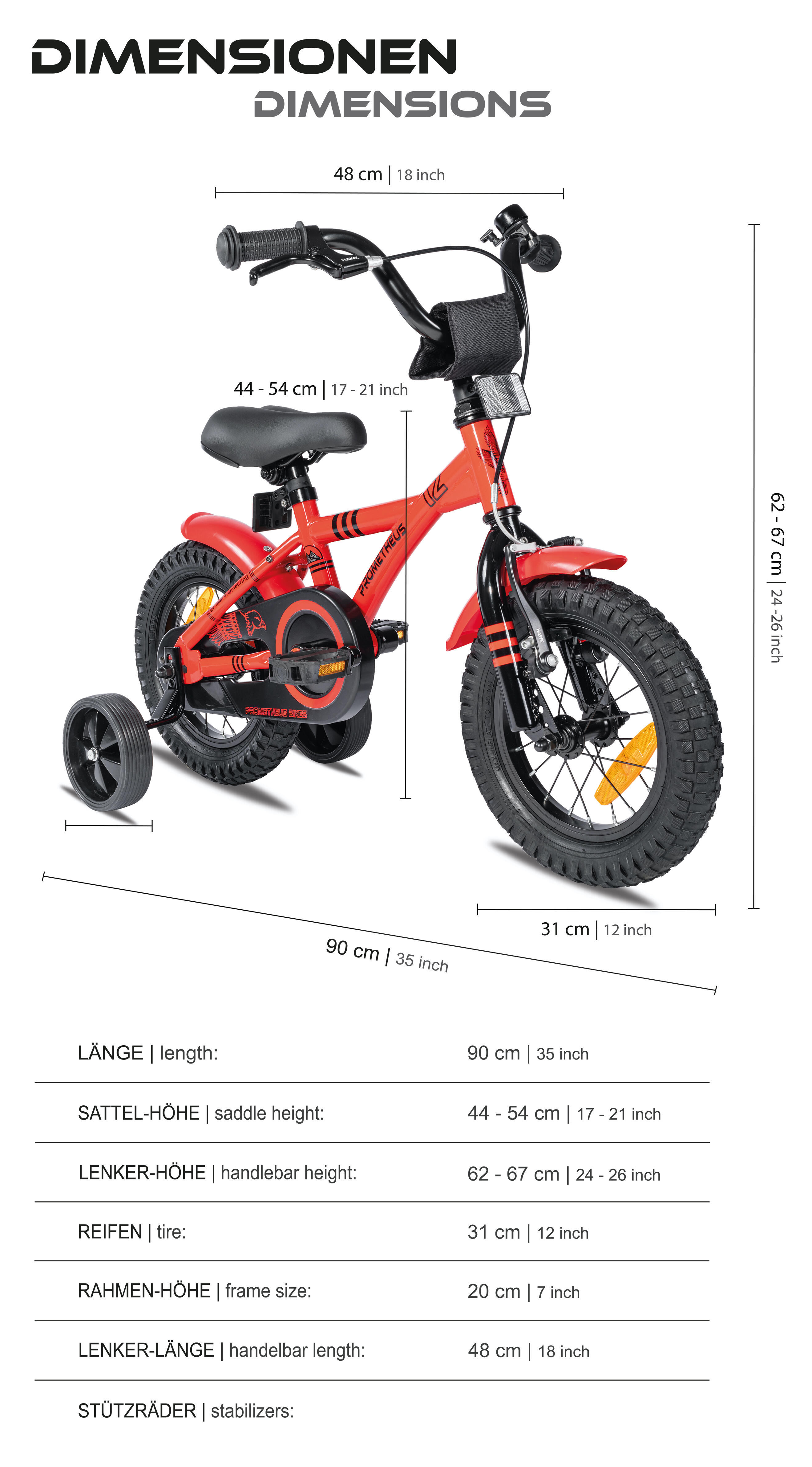 Kinderfahrrad 12 Zoll ab 3 Jahre mit Stützräder und Rücktritt 6/9