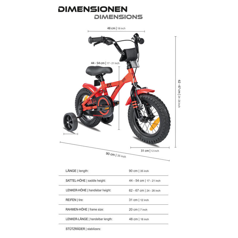 Vélo 12 pouces enfant 3 ans avec roues stabilisateurs et rétropédalage