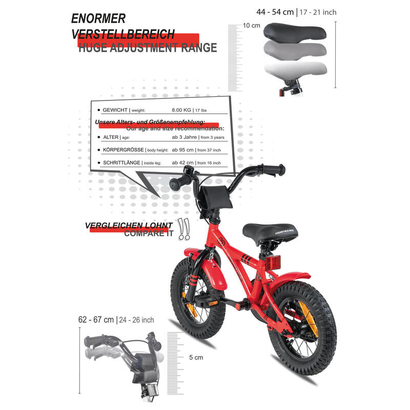 Vélo 12 pouces enfant 3 ans avec roues stabilisateurs et rétropédalage