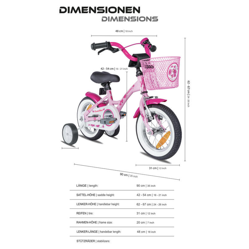 Vélo 12 pouces enfant 3 ans avec roues stabilisateurs et rétropédalage