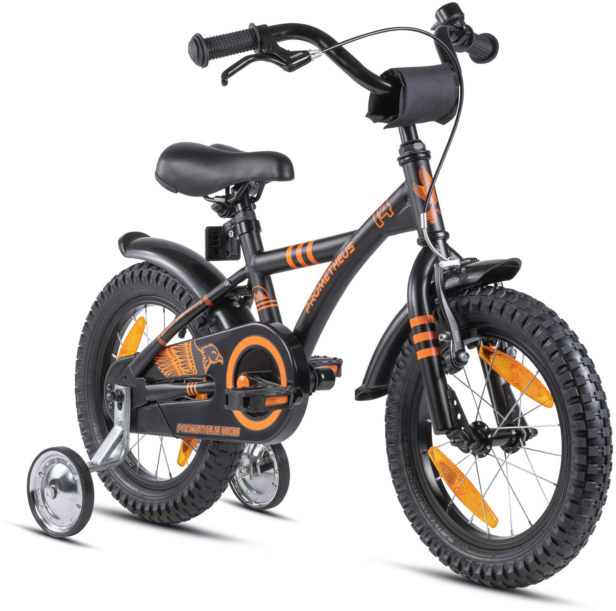 PROMETHEUS BICYCLES Kinderfahrrad 14 Zoll ab 4 Jahre mit Stützräder und Rücktritt