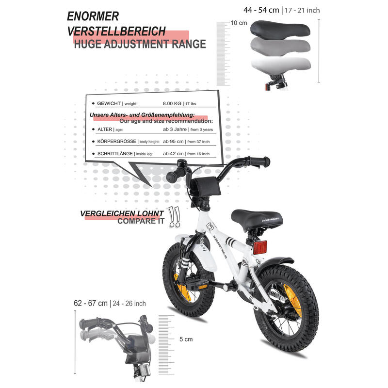 Vélo 12 pouces enfant 3 ans avec roues stabilisateurs et rétropédalage