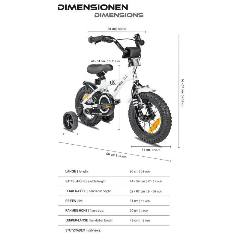 Kinderfahrrad 12 Zoll ab 3 Jahre mit Stützräder und Rücktritt