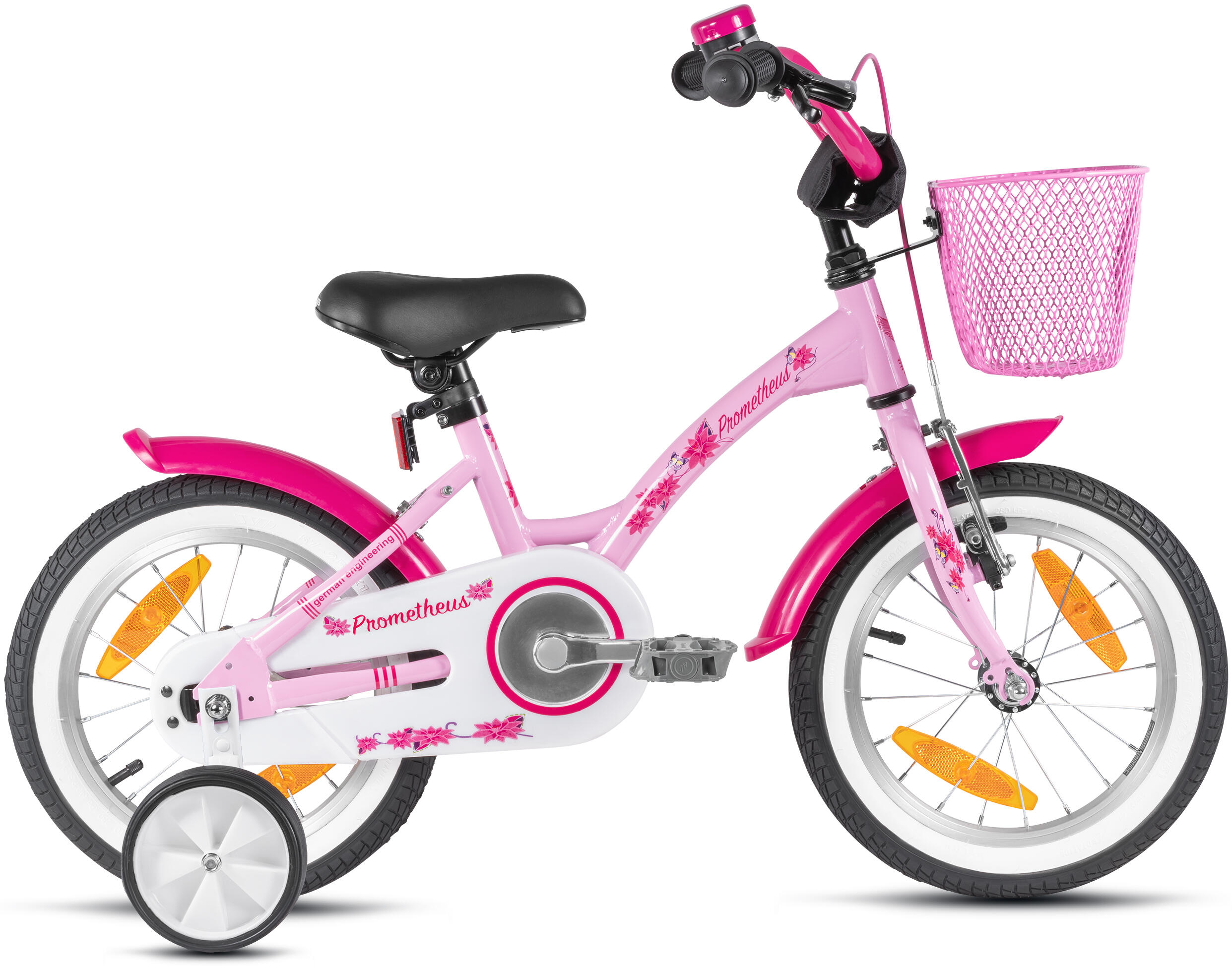 Bicicletta per bambini 14" dai 4 anni con rotelle e freno a contropedale 3/8