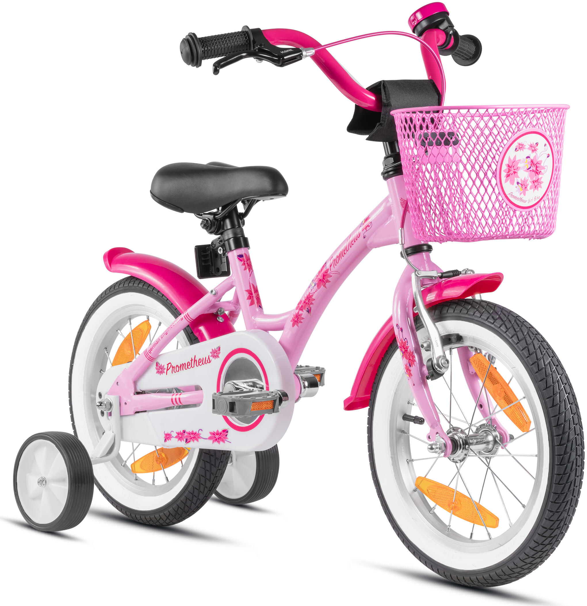 Vélo Enfant 14" Avec Roues Stabilisatrices - Pour 3 à 6 Ans, Cadre Acier, Siège Réglable, Freins Avant/arrière, Garde-boue - Couleur Au Choix