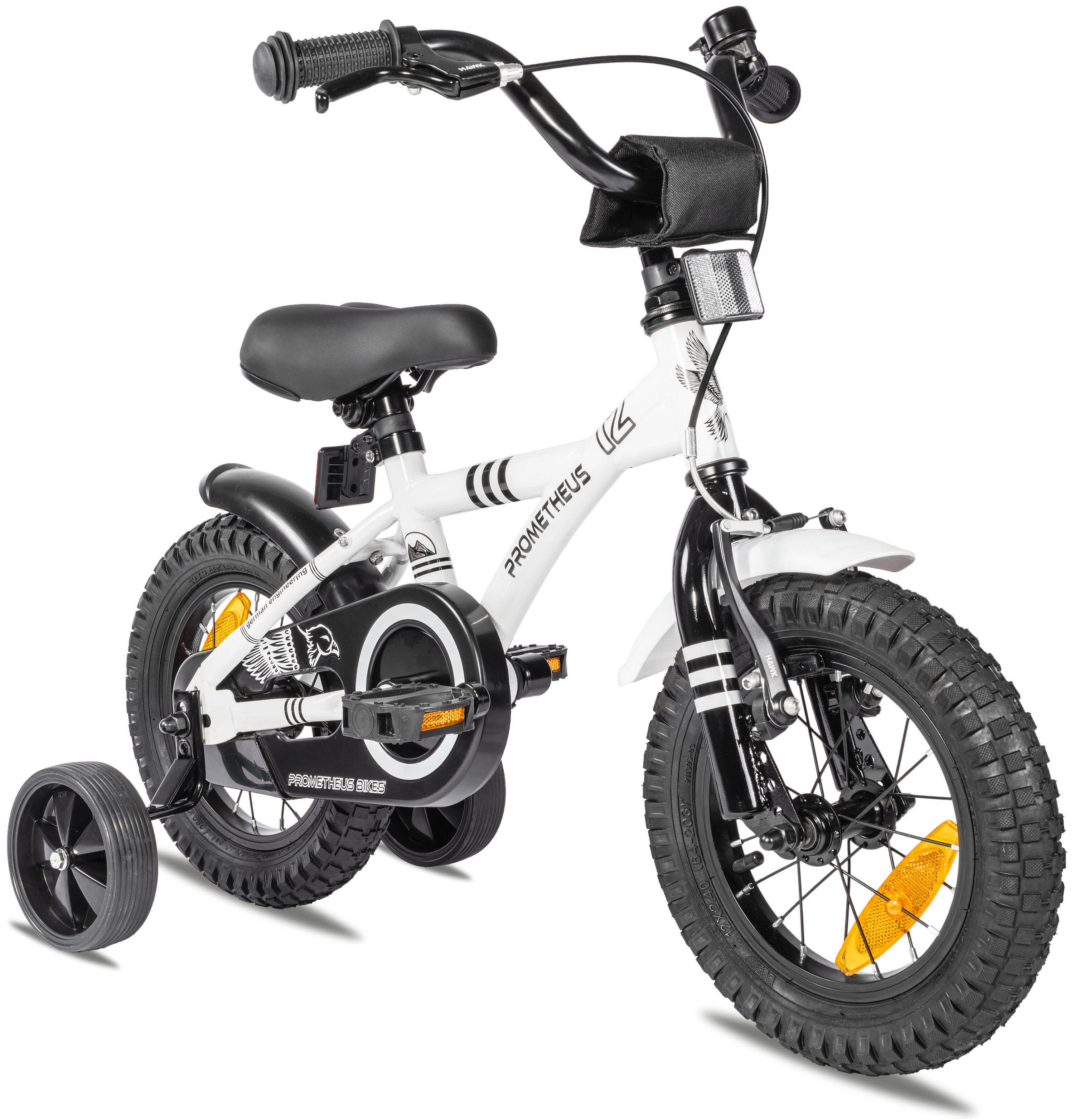 PROMETHEUS BICYCLES Kinderfiets 12 inch vanaf 3 jaar fiets met terugtraprem en zijwieltjes