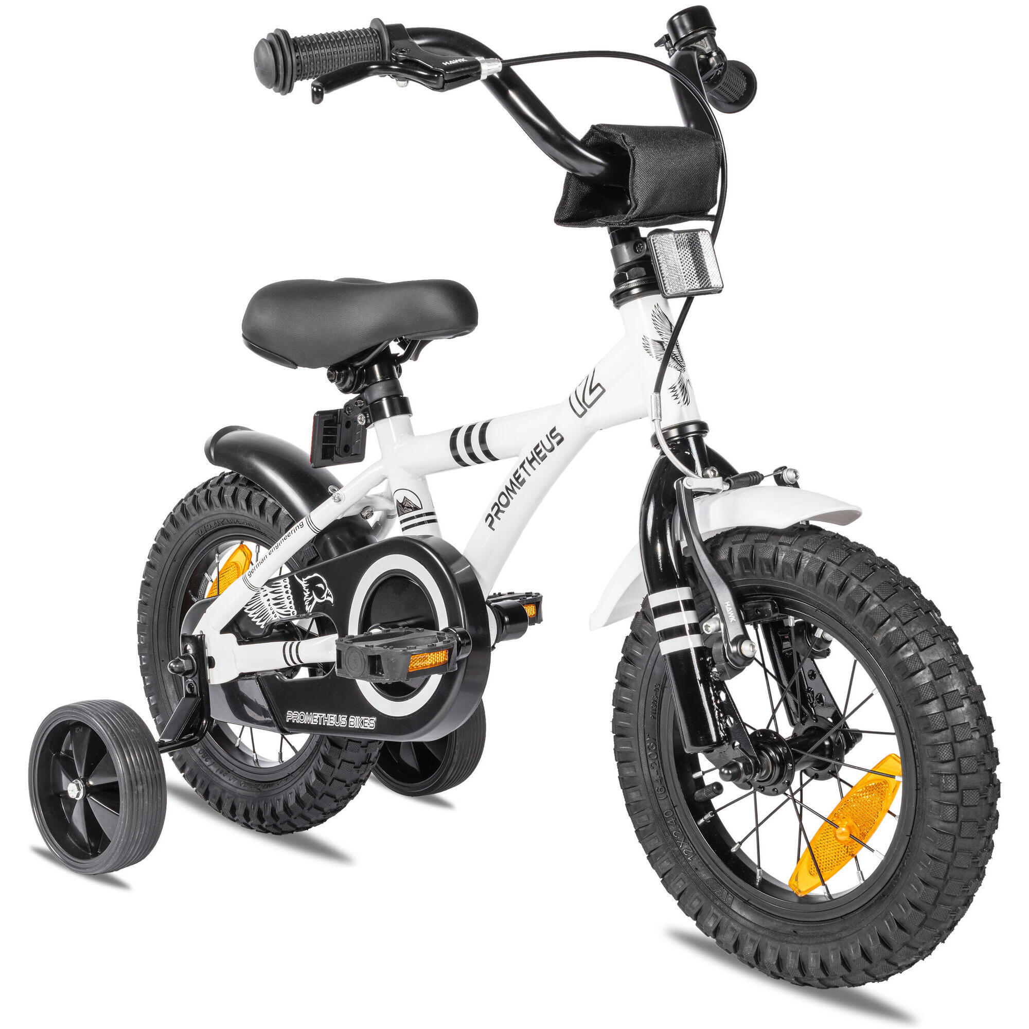Prometheus Bicycles - Vélo 12 Pouces Enfant 3 Ans Avec Roues Stabilisateurs Et Rétropédalage - Vélo Enfant - Blanc|noir - 12" - Decathlon