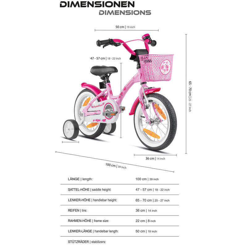 Kinderfahrrad 14 Zoll ab 4 Jahre mit Stützräder und Rücktritt