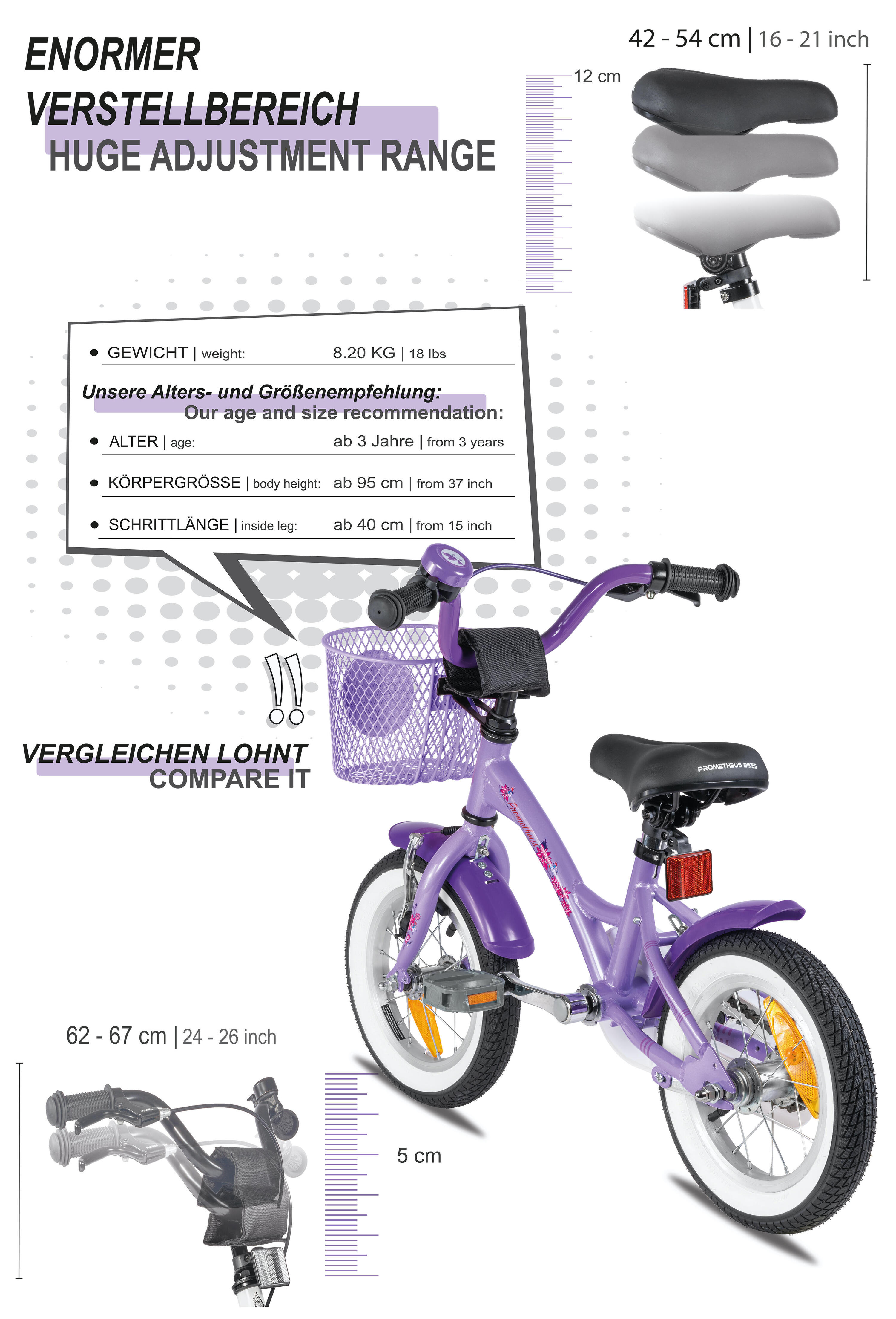Kinderfahrrad 12 Zoll ab 3 Jahre mit Stützräder und Rücktritt 7/8