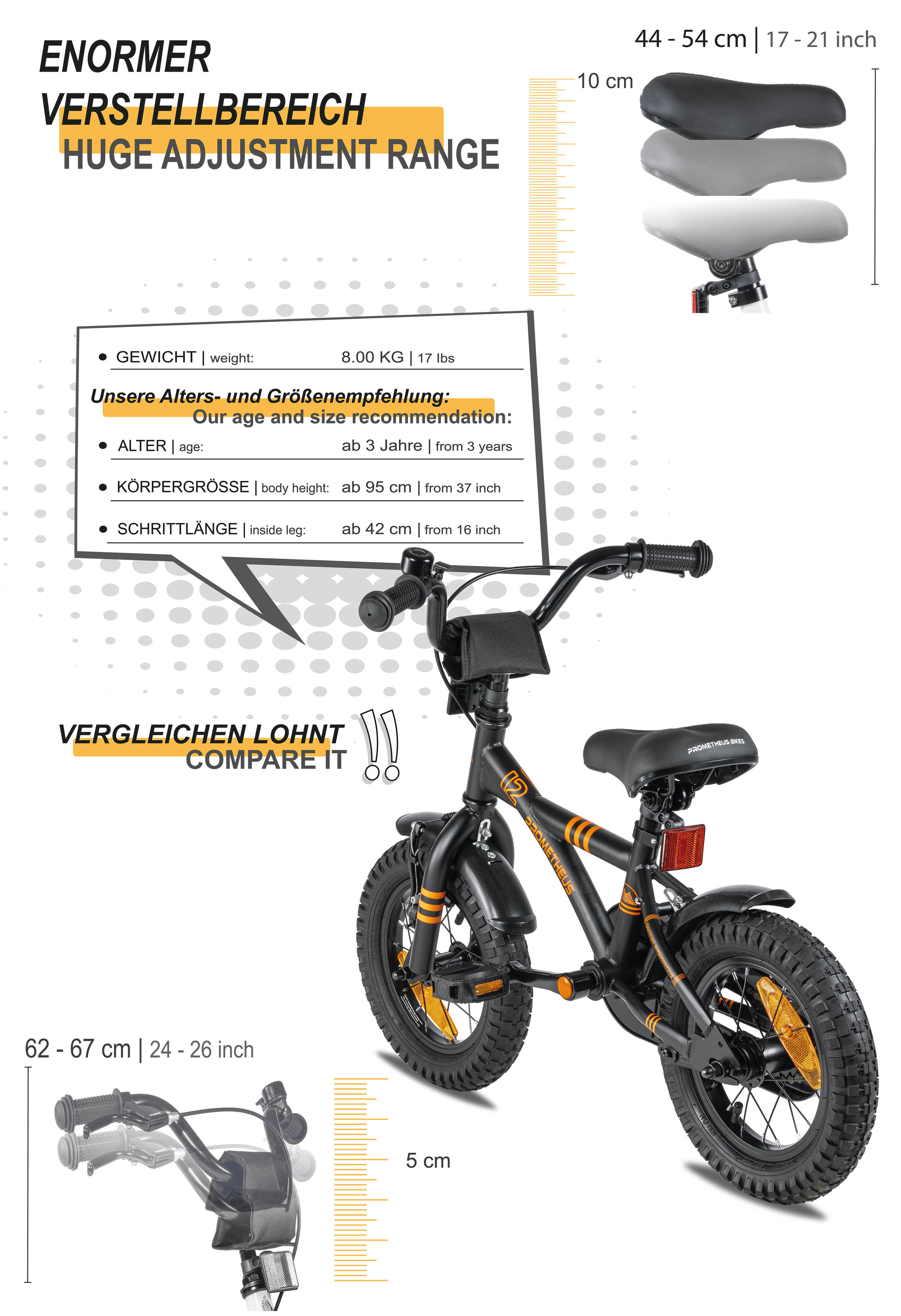 Kinderfiets 12 inch vanaf 3 jaar fiets met terugtraprem en zijwieltjes 7/8