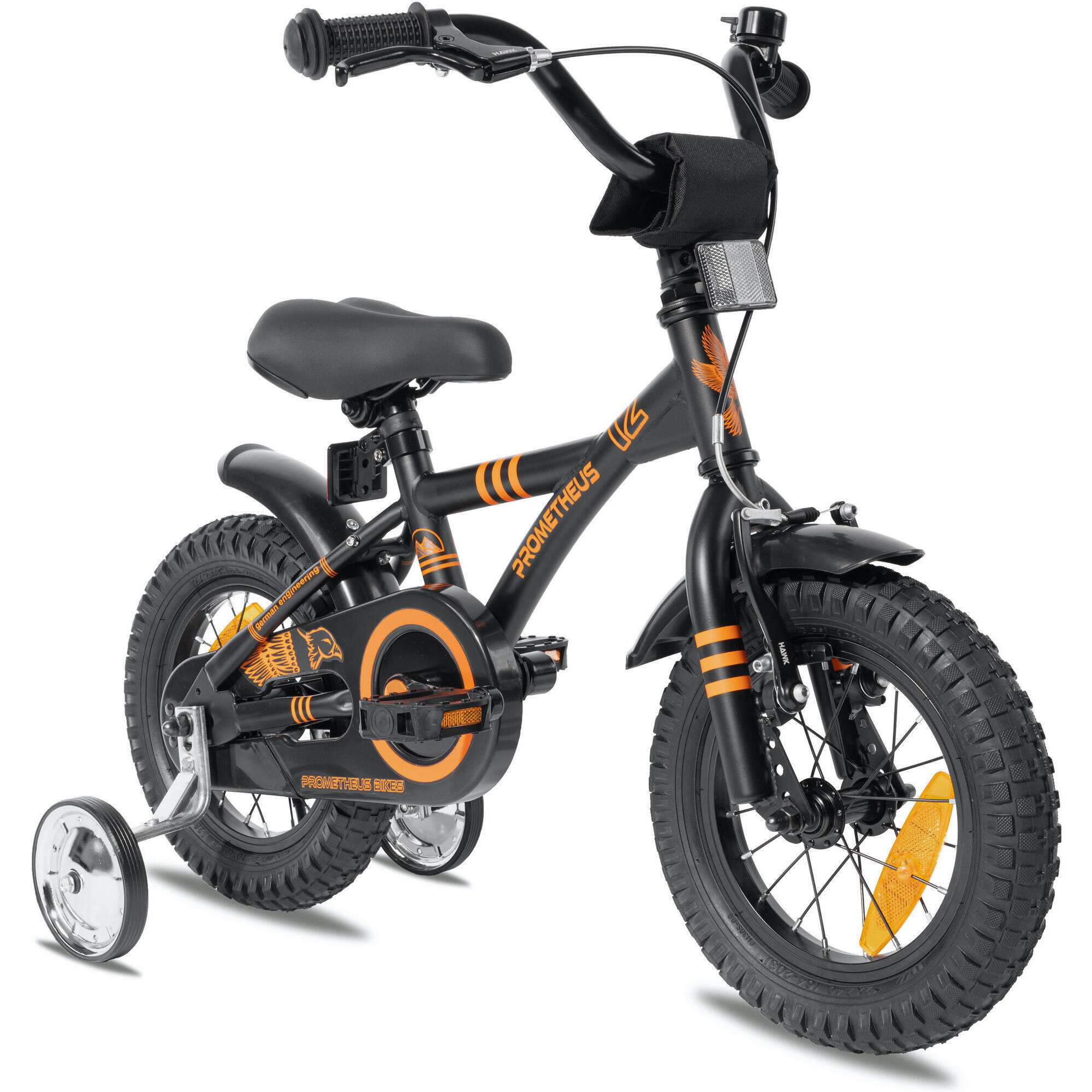 Prometheus Bicycles - Vélo 12 Pouces Enfant 3 Ans Avec Roues Stabilisateurs Et Rétropédalage - Vélo Enfant - Noir|orange - 12" - Decathlon