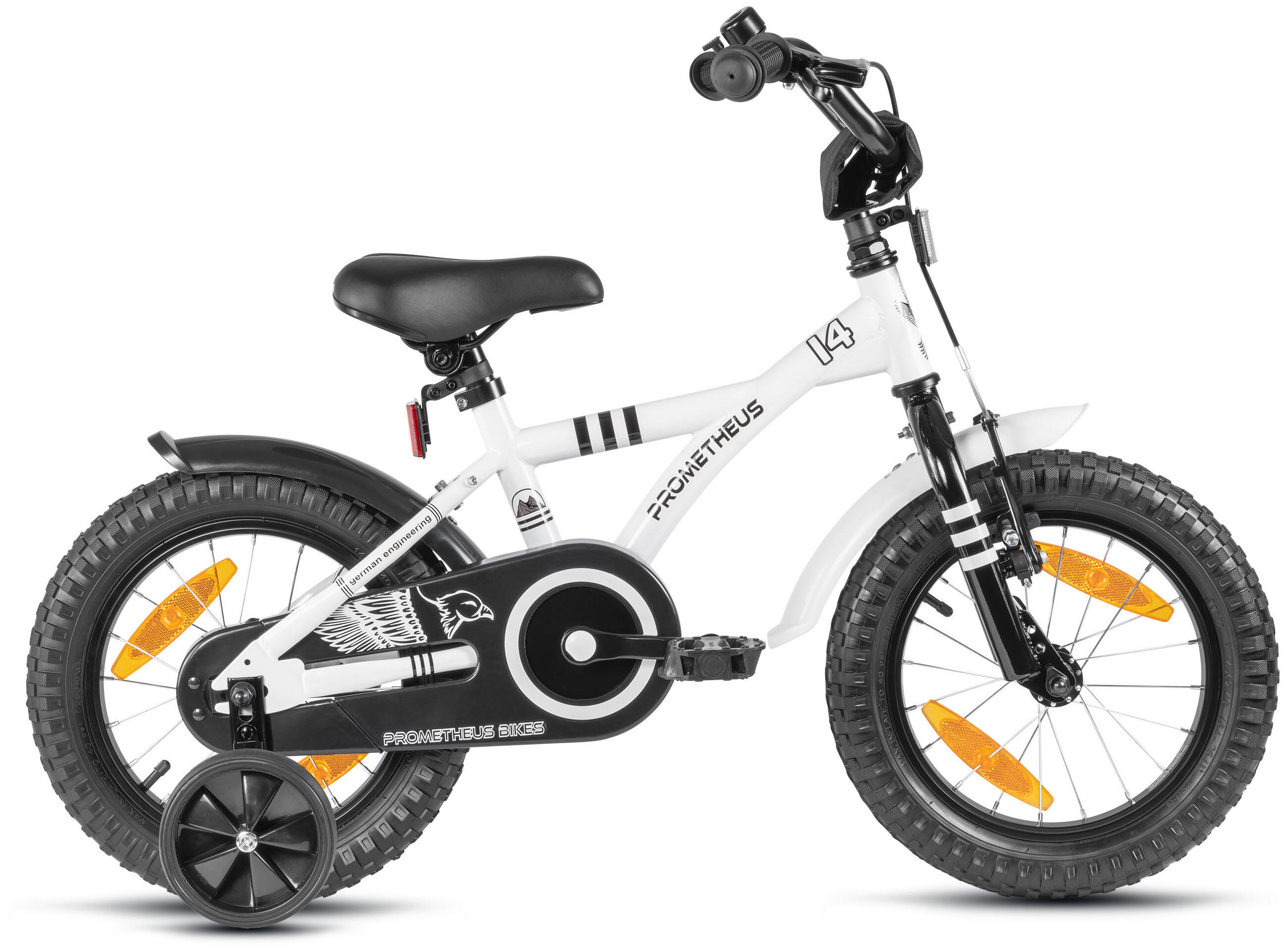 Kinderfiets 14 inch vanaf 3 -5 jaar fiets met terugtraprem en zijwieltjes 3/8