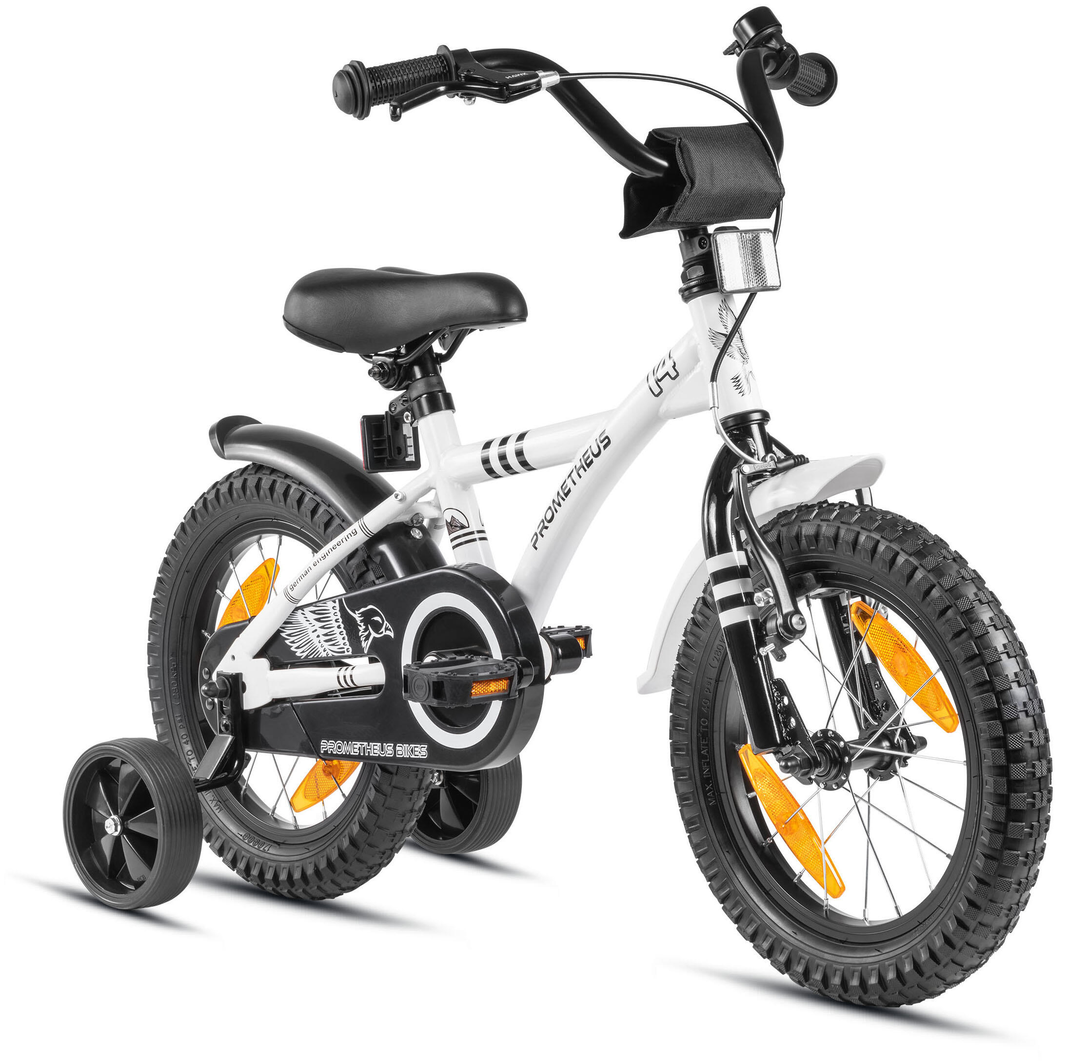 PROMETHEUS BICYCLES Kinderfahrrad 14 Zoll ab 4 Jahre mit Stützräder und Rücktritt