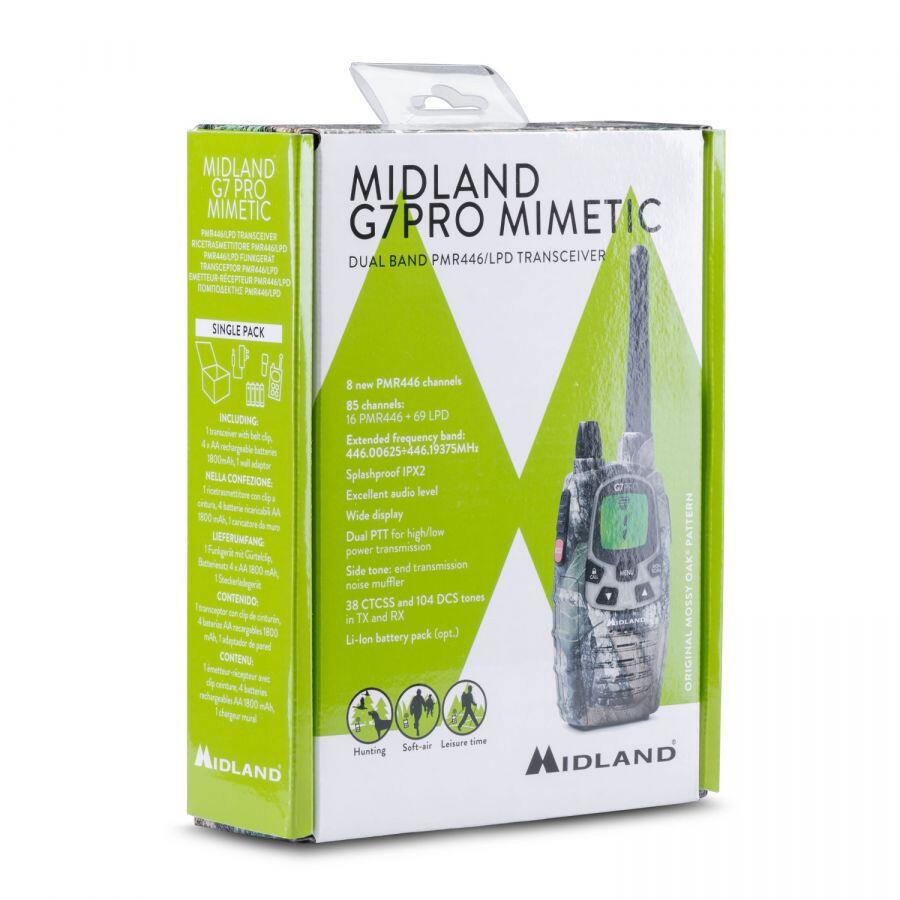 Midland G7 PRO Mimetic – Talkie‑Walkie 16 canaux PMR446 écran LCD VOX 3/7