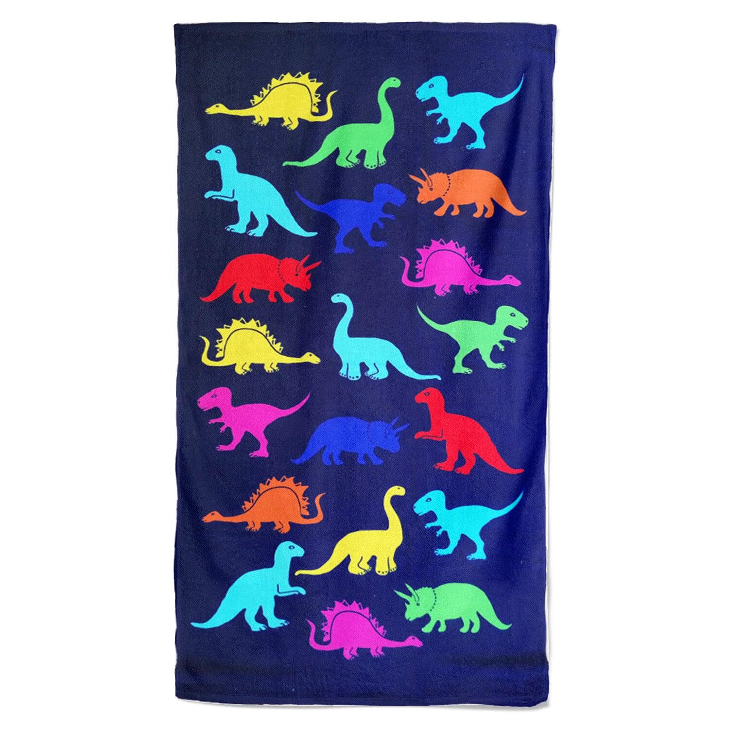 LE COMPTOIR DE LA PLAGE Kinder-Strandhanddoek Microvezel Multicolor 70x140 250g/m² - Dino