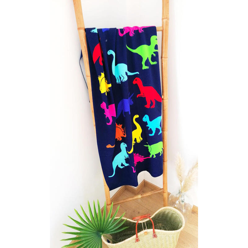 Serviette de plage microfibre Dino 70x140 250 g/m² bleu marine