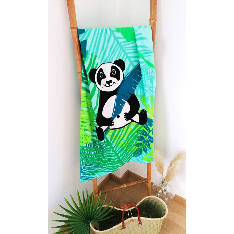 Toalha de praia em microfibra Panda 70x140 250g/m² (1,5lbs)