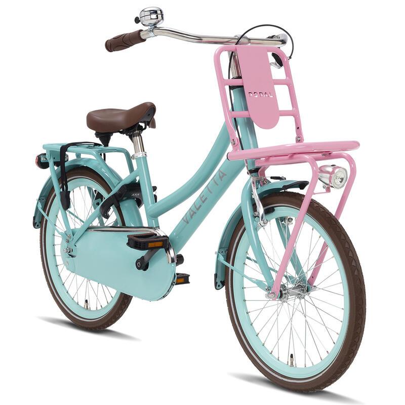 Vélo Enfant Valetta Cargo - Filles - 20 pouces - Turquoise / Rose