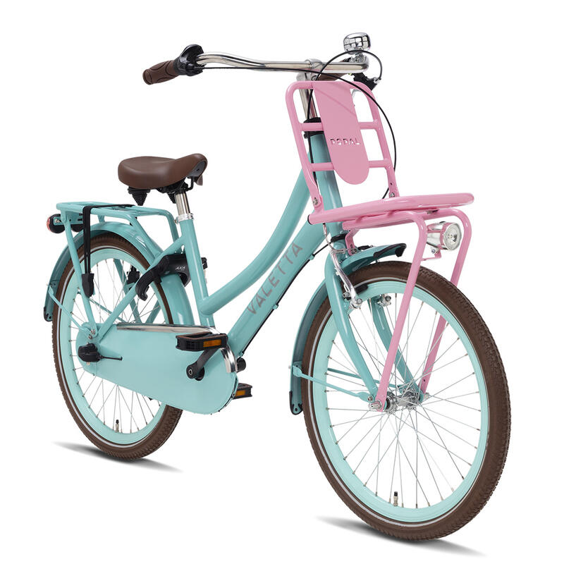 Valetta Cargo N3 Transportfiets - Meisjesfiets - 22 inch - Turquoise/Roze