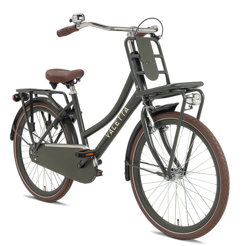 Valetta Cargo Transportfiets - Meisjesfiets - 24 inch - Legergroen