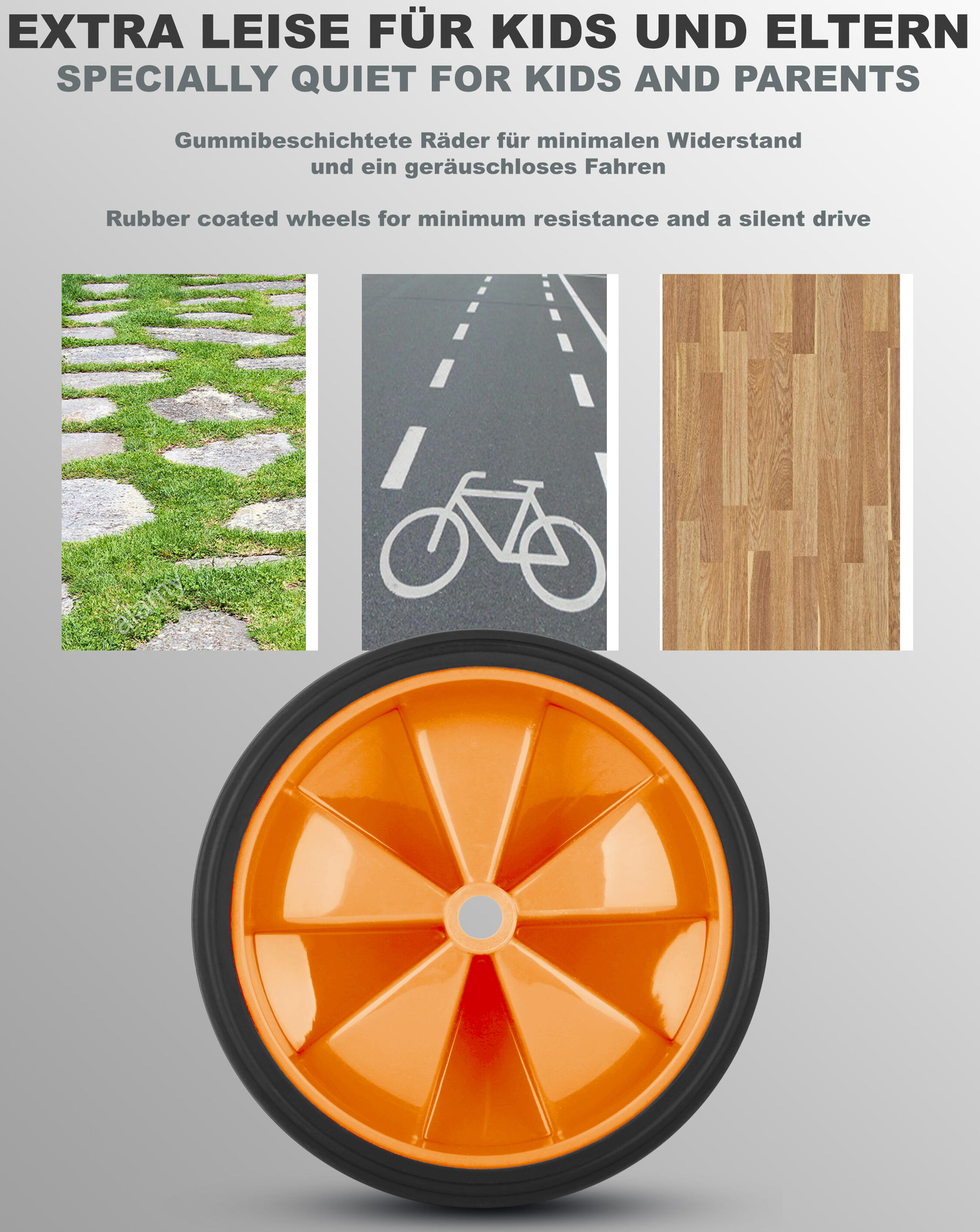 Stützräder für Kinderfahrrad universell für 12 14 16 18 Zoll - Gummi Rollen 4/7
