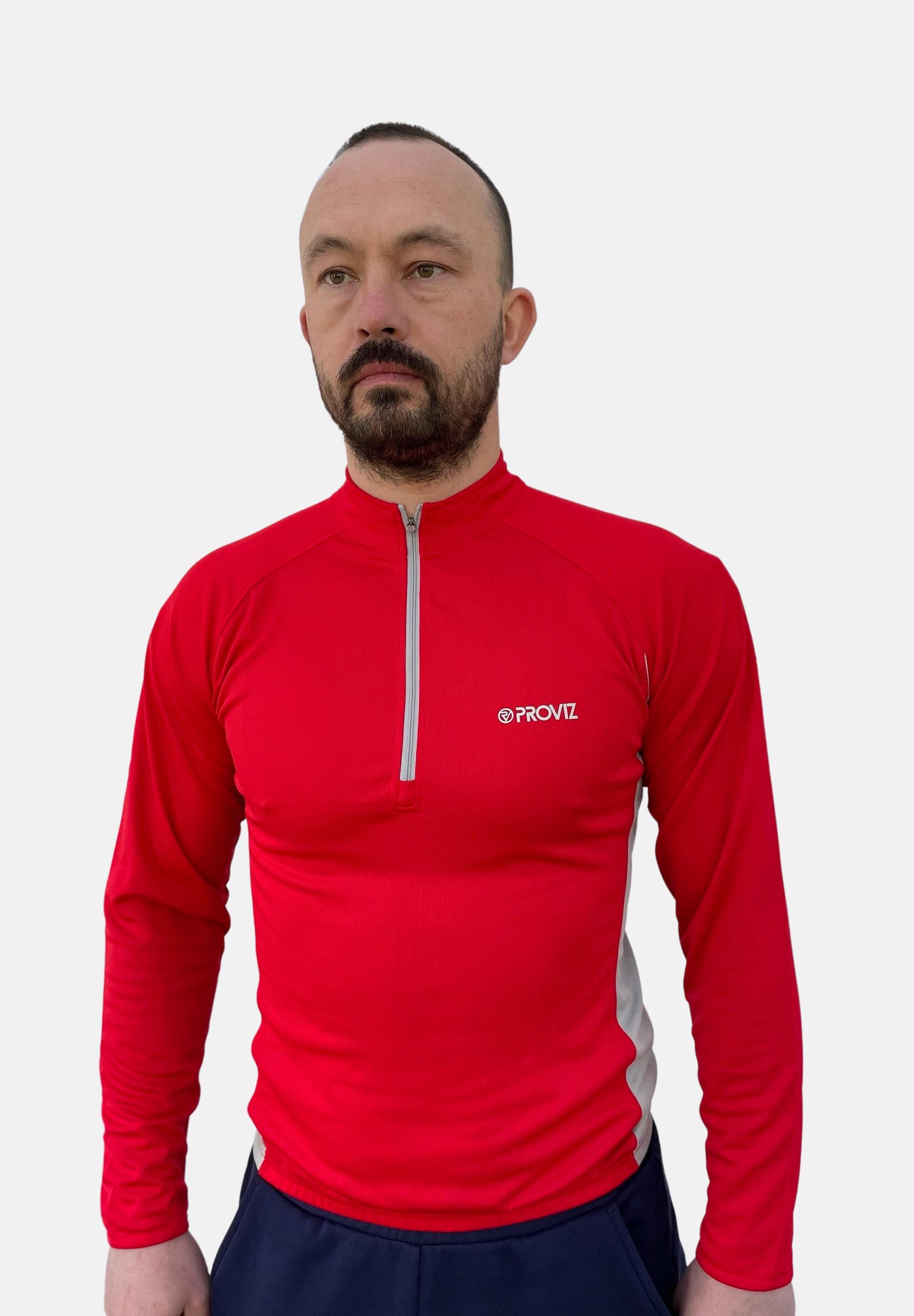 Proviz Classic Mens Sports T-Shirt Long Sleeve Reflective Activewear Top 3/6