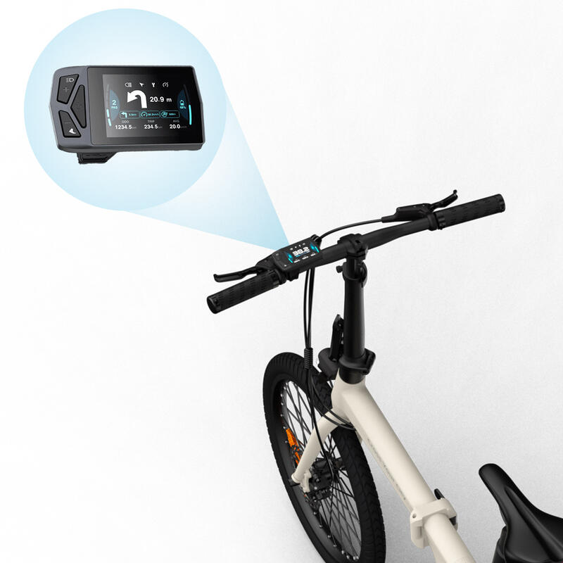 Bicicleta elétrica dobrável Xiaomi ADO A20 Air, aut 100km, cinto carbono, branco