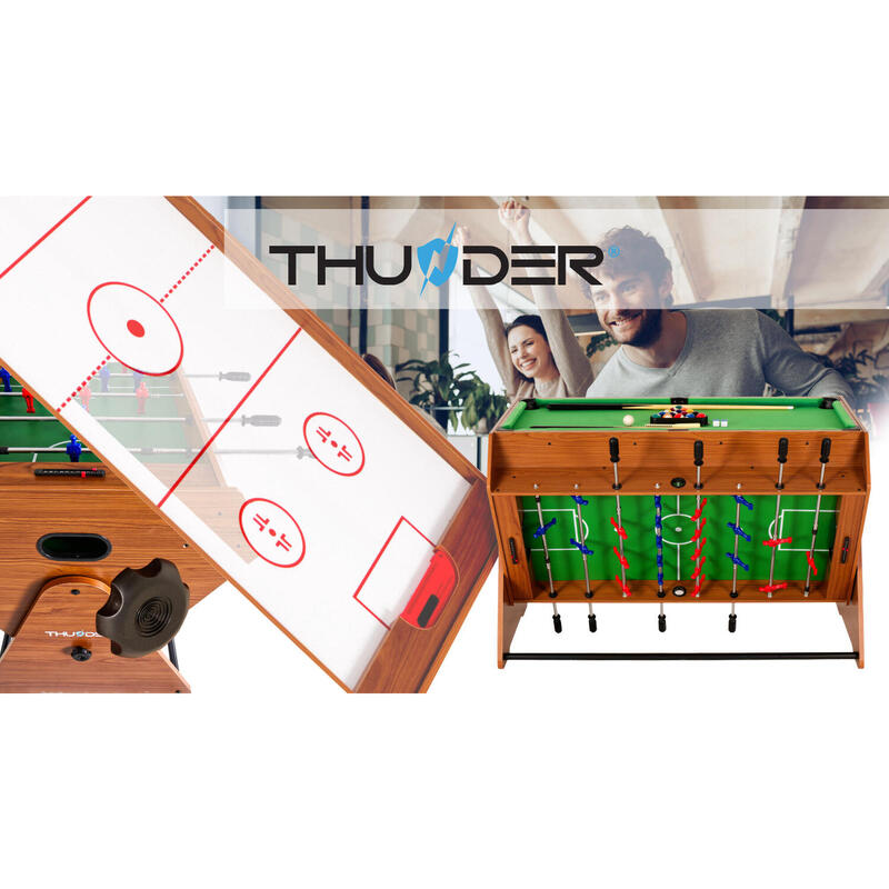 Masă de biliard, air hockey, Foosball Thunder SMART rotativă 3în1