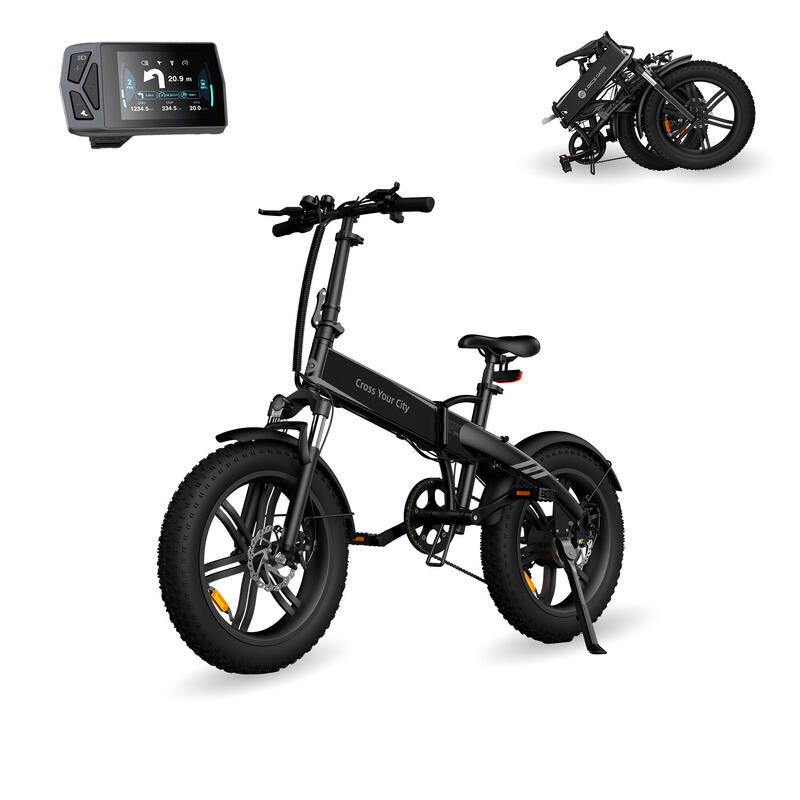 Bicicleta eléctrica plegable Xiaomi ADO A20F,  Aut 120km, 7 velocidades, Negro