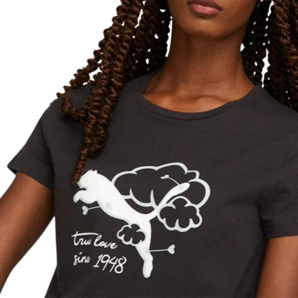 Camiseta de fitness Puma Graphics Valentine para mujer. Negro 2/4