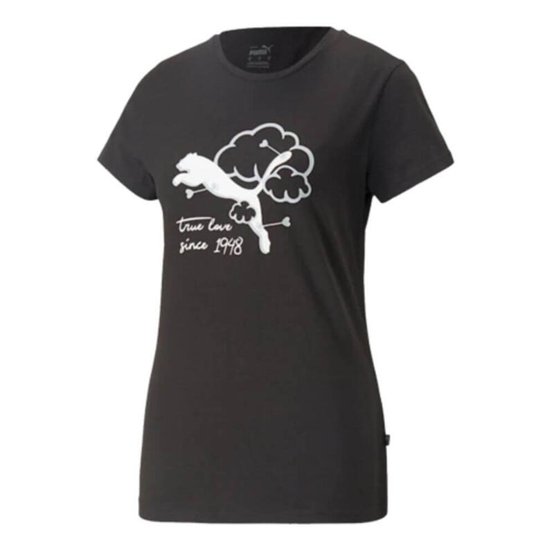 T-shirt de Fitness Mulher Puma Graphics Valentine. Preto