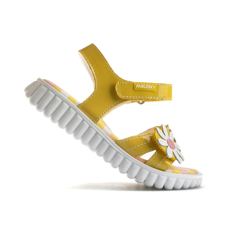 Sandálias desportivas de Couro de Menina em Amarelo