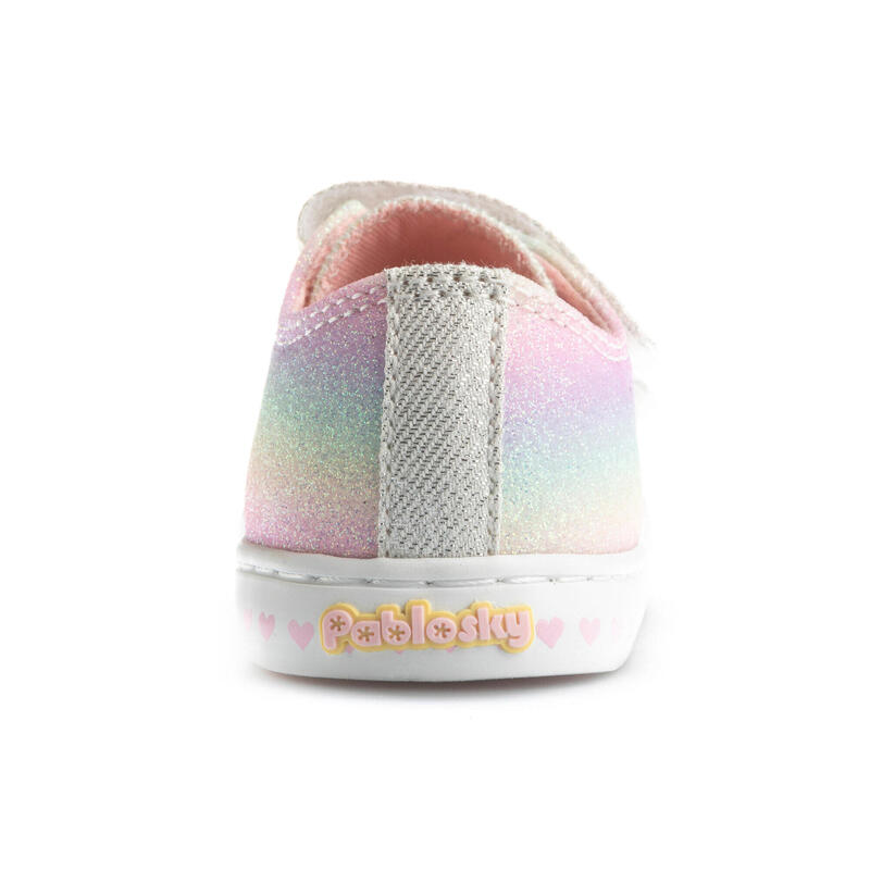 Zapatillas de lona con velcro para niñas Pablosky en color rosa