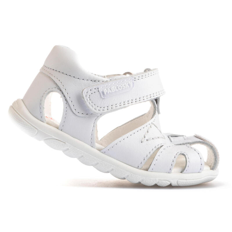 Sandálias desportivas de Couro de Bebé em Branco