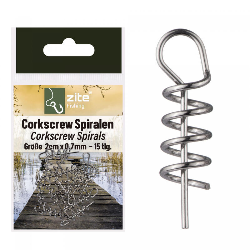 Cork-Screw-Spiralen Set 15 Stück Gummifisch-Angeln 2cm x 0,7mm