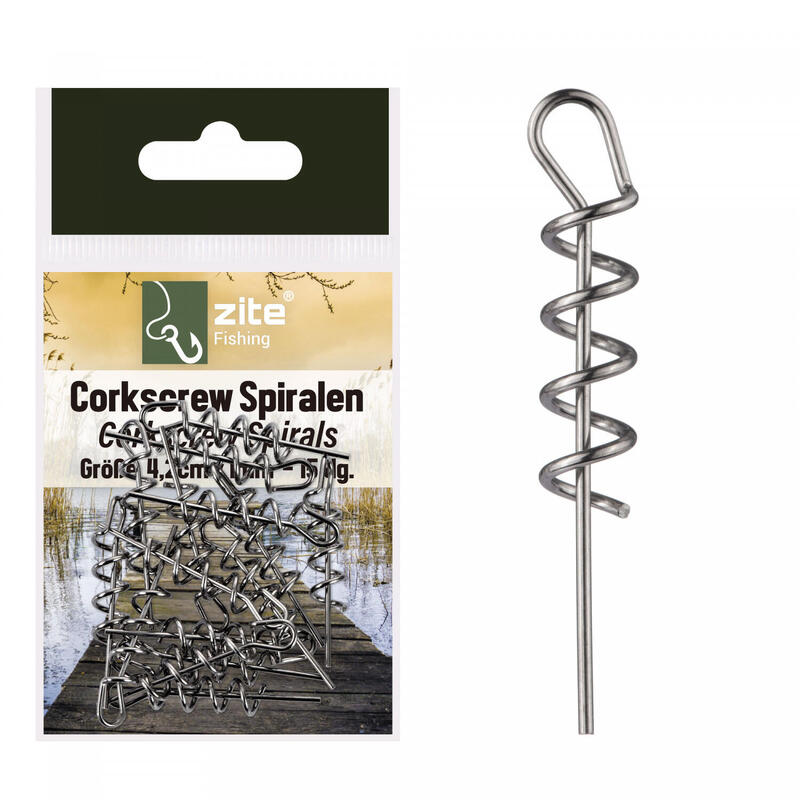 Cork-Screw-Spiralen-Set 15 Stück für das Gummifisch-Angeln in Köderbox 4,2cmx1mm