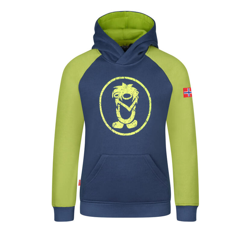 Sweat à capuche enfant Stavanger bleu mystique/vert kiwi