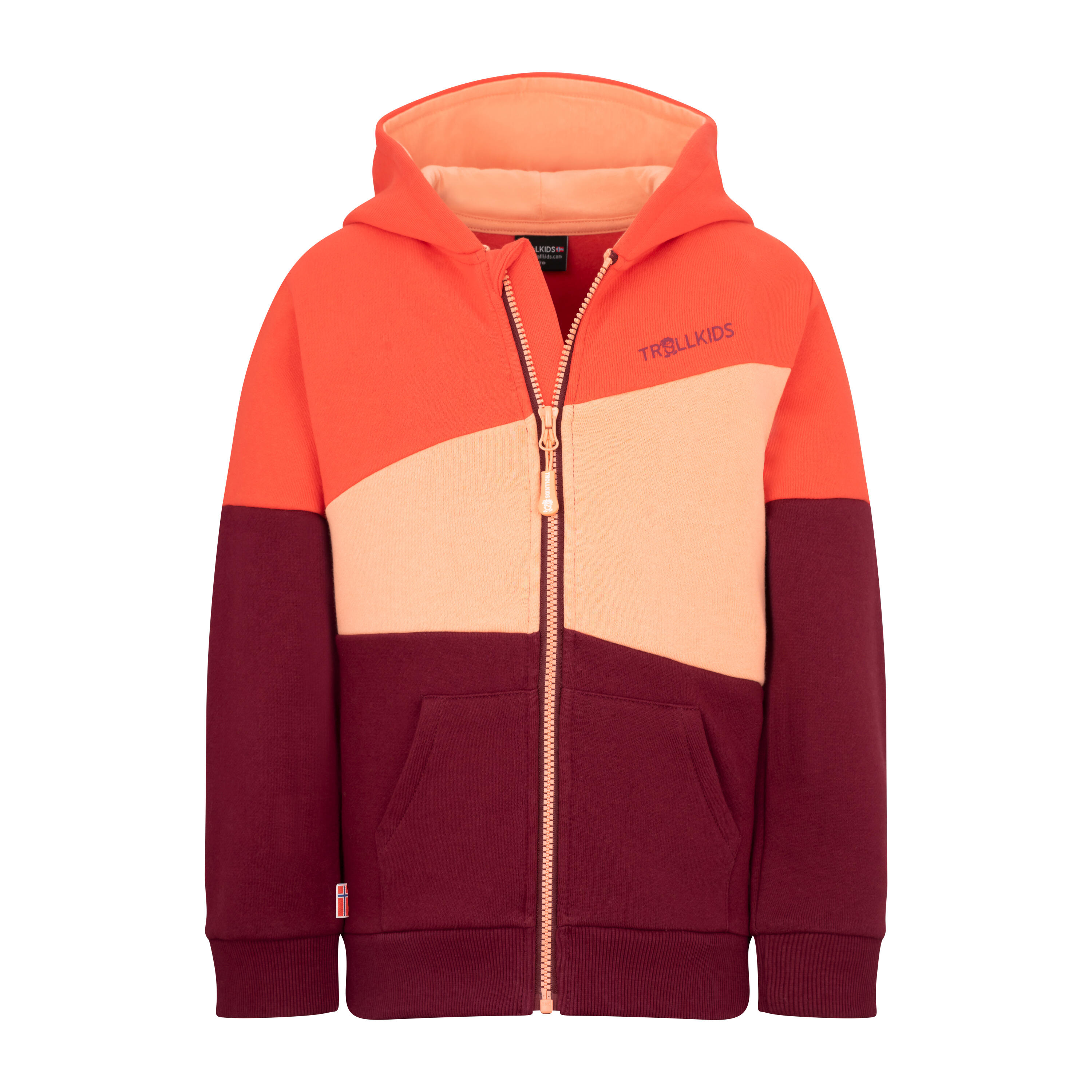 Kinder Kapuzenpullover Alesund Koralle/Kirschrot Decathlon