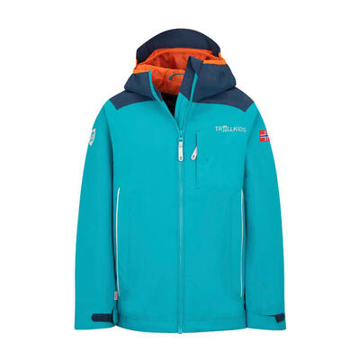 Kinder Regenjacke Bergen Leuchtendes Blau/wolkig grau