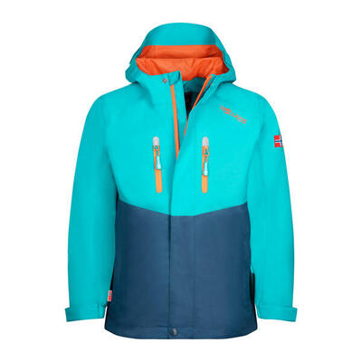 Kinder Regenjacke Nusfjord Marineblau/Leuchtblau/Wolkengrau