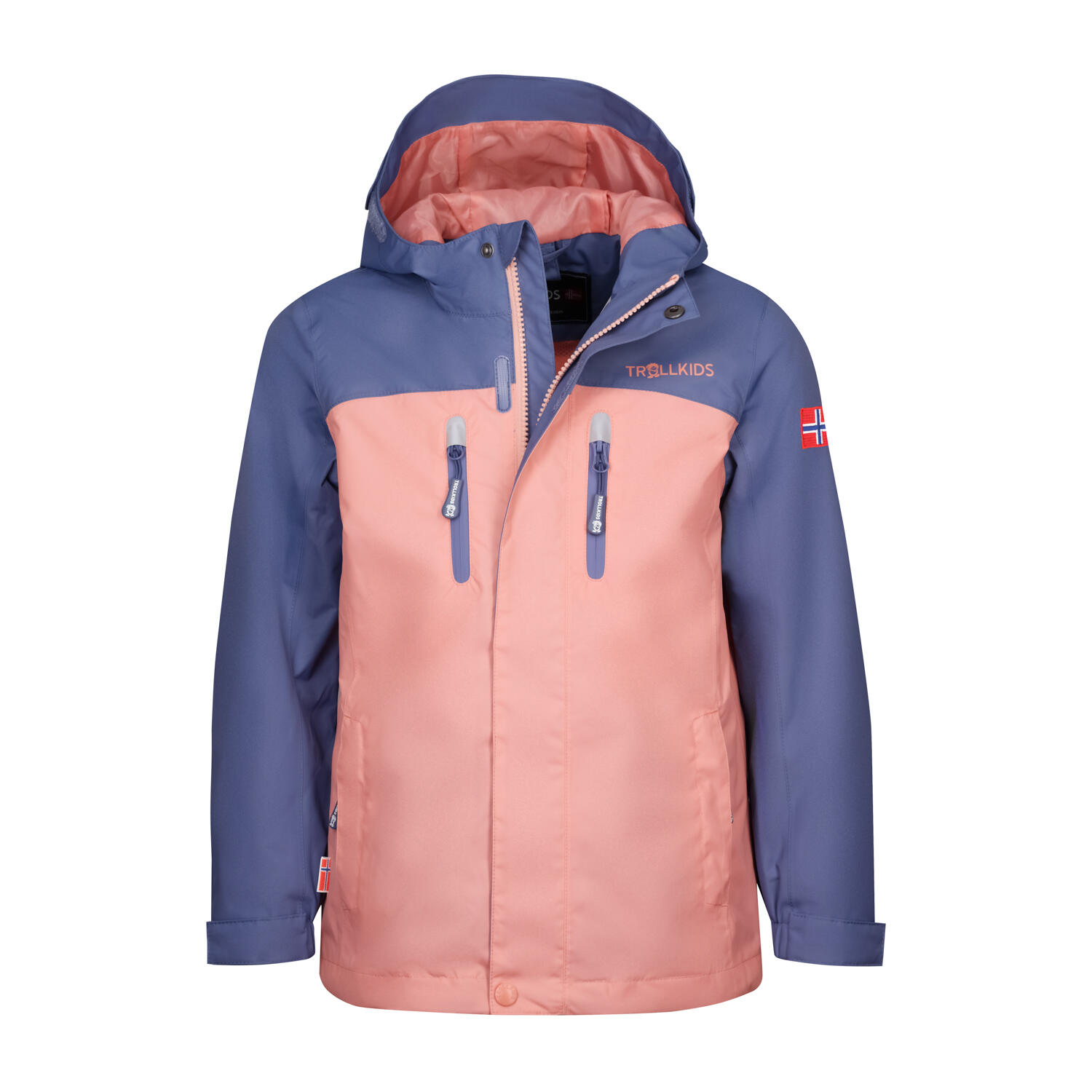 Nusfjord children's rain jacket lotus/corail blue