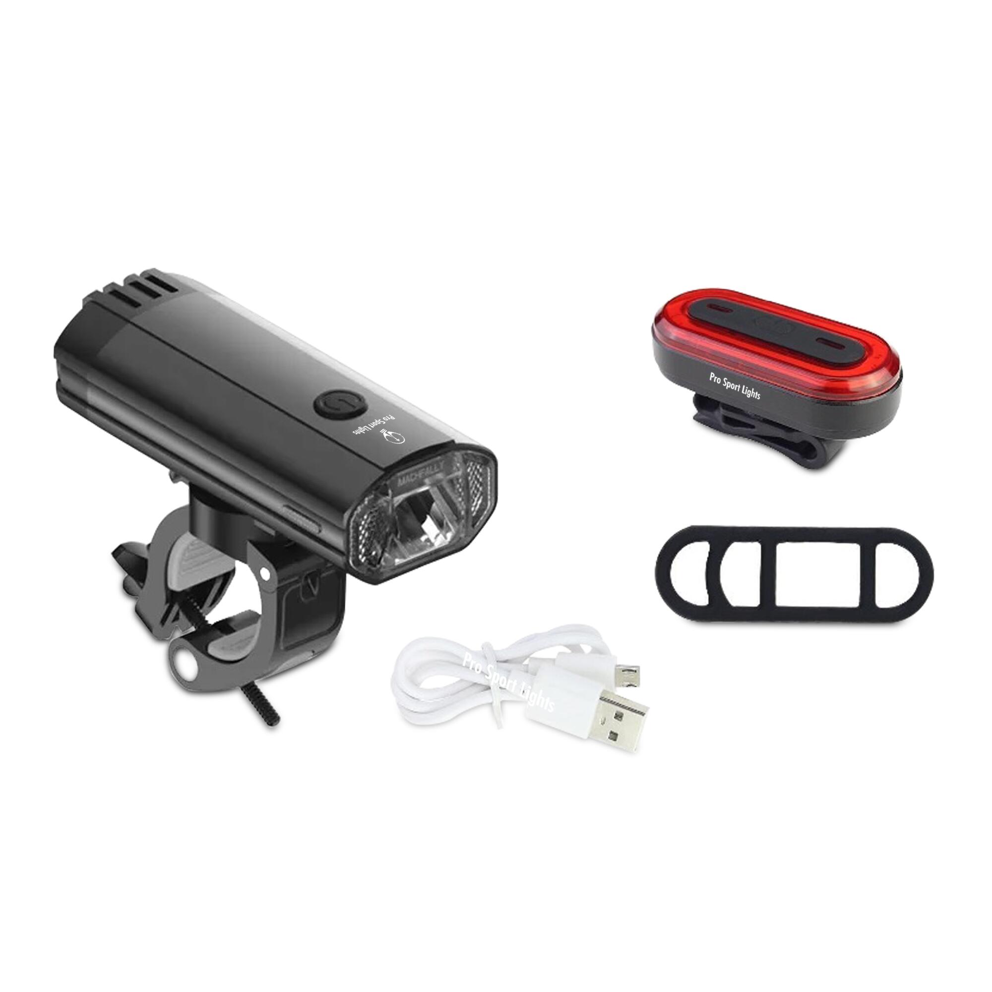 1200 Lumen en 100 Lumen fietsverlichtingsset - LED Fietslampen USB oplaadbaar 2/7