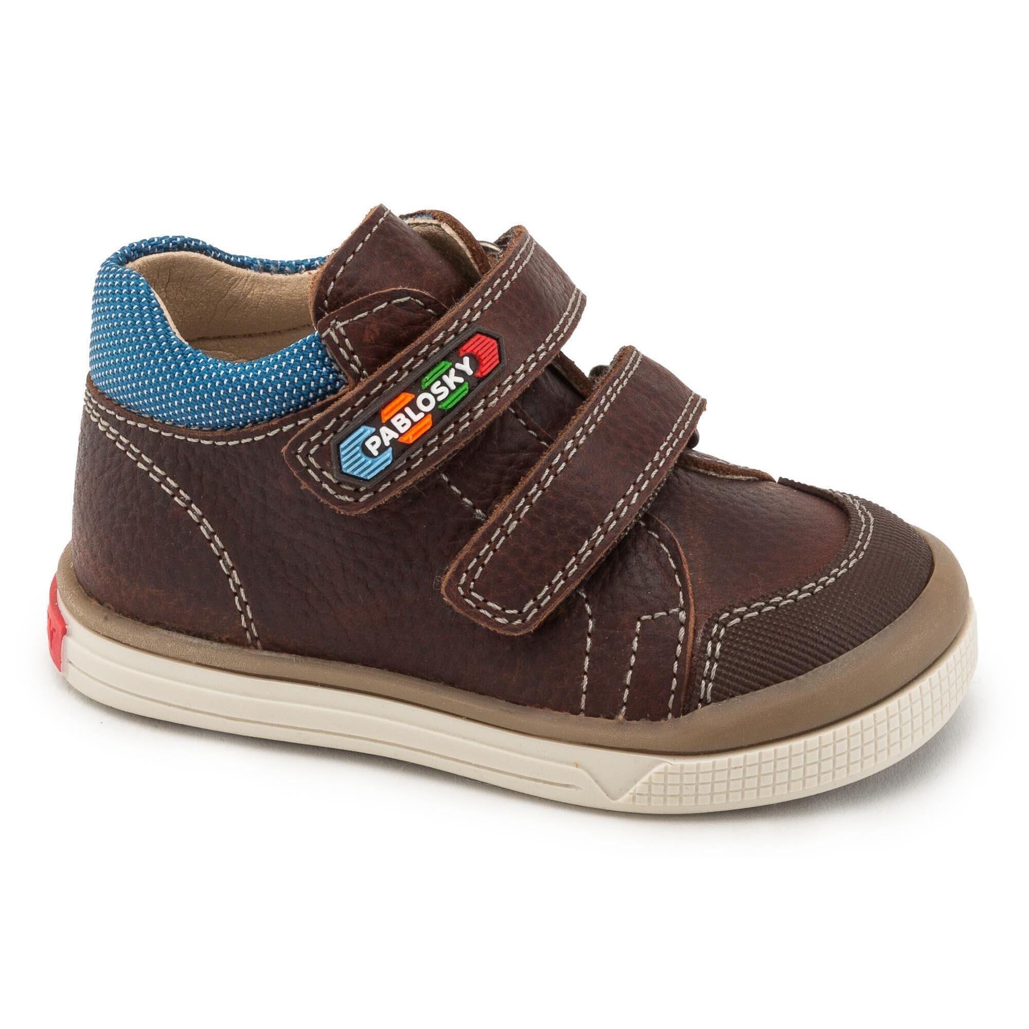 Botas desportivas de couro de bebé menino em marrom