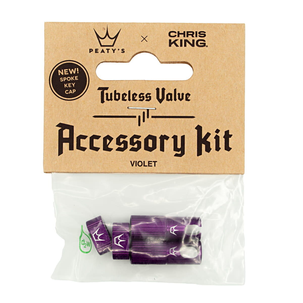 Peatys x Chris King (MK2) Tubeless Valves Accessory Kit - Violet 1/2