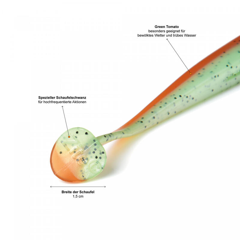 Gummifisch Zanderangeln Inzite Shad 5 STK 12cm Green Tomato