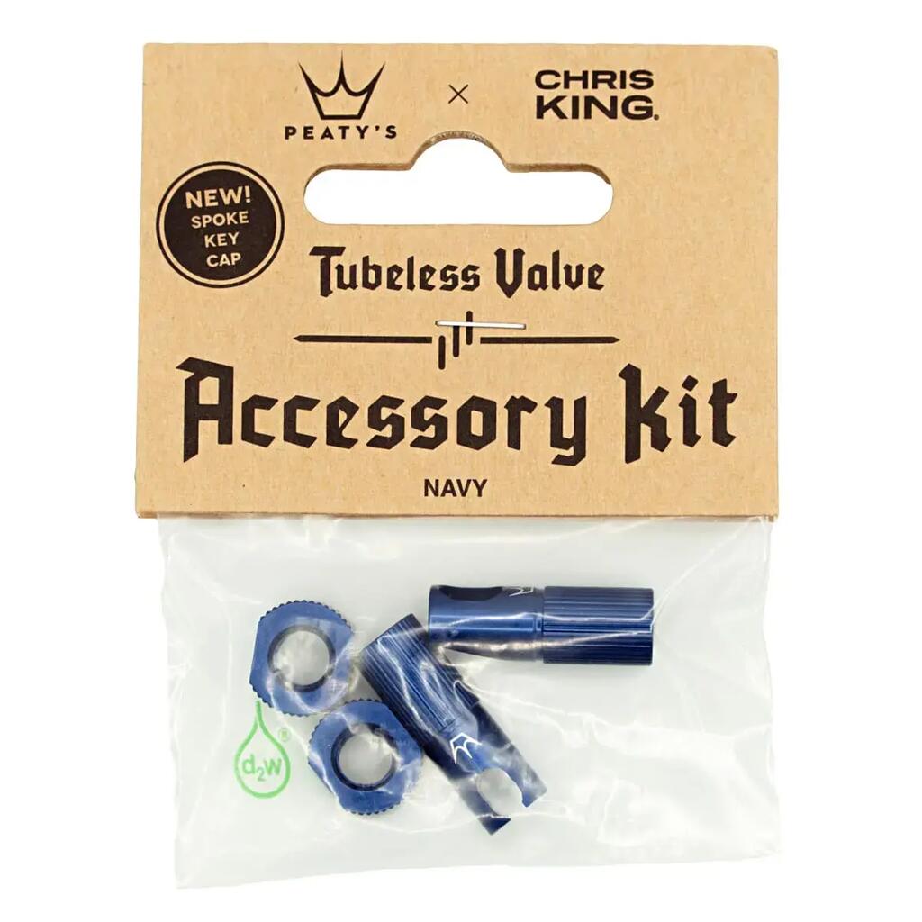 Peatys x Chris King (MK2) Tubeless Valves Accessory Kit - Navy