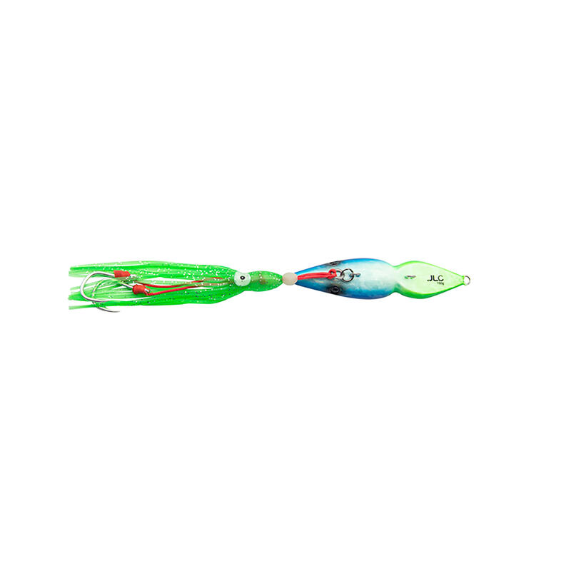 Squilla jig 100 g verde-azul glow montaje